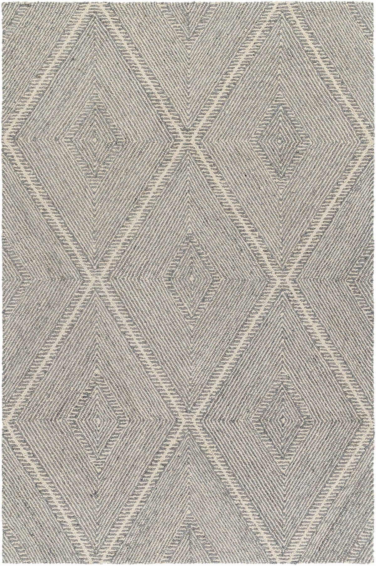 Gray Hand Tufted 100% Wool Global Rectangle Handmade rug, Indoor use only, no fringe, non-washable.
