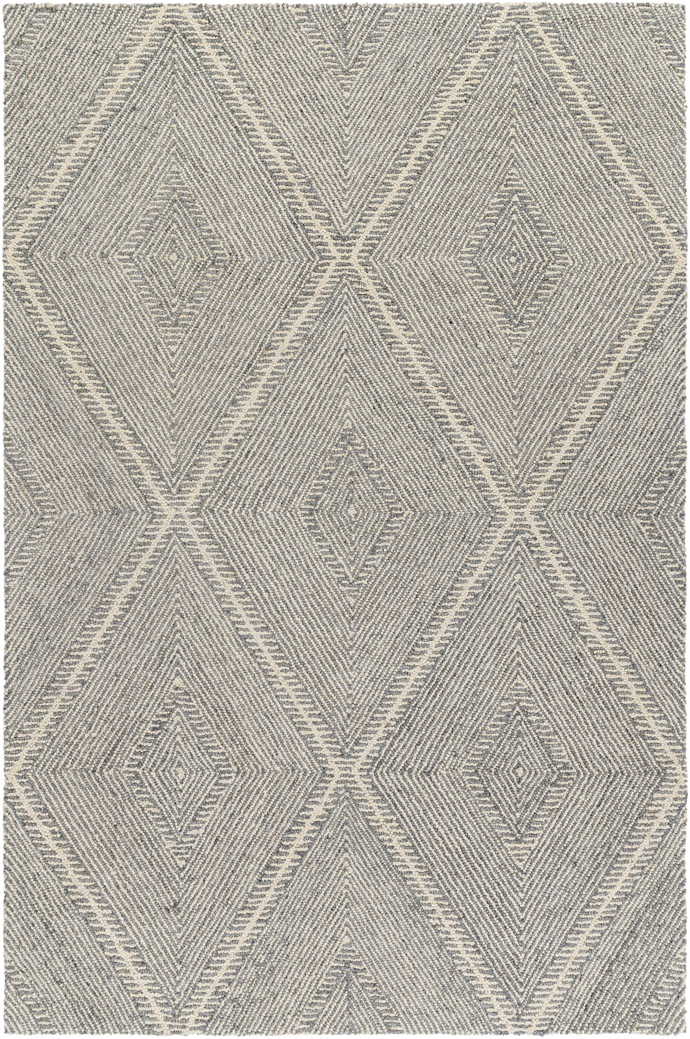 Gray Hand Tufted 100% Wool Global Rectangle Handmade rug, Indoor use only, no fringe, non-washable.