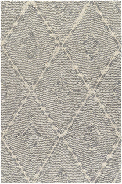 Gray Hand Tufted 100% Wool Global Rectangle Handmade rug, Indoor use only, no fringe, non-washable.
