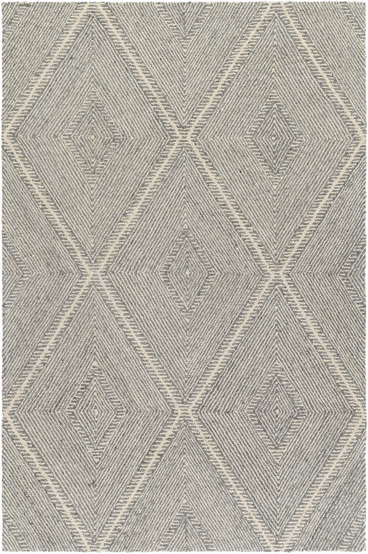 Gray Hand Tufted 100% Wool Global Rectangle Handmade rug, Indoor use only, no fringe, non-washable.