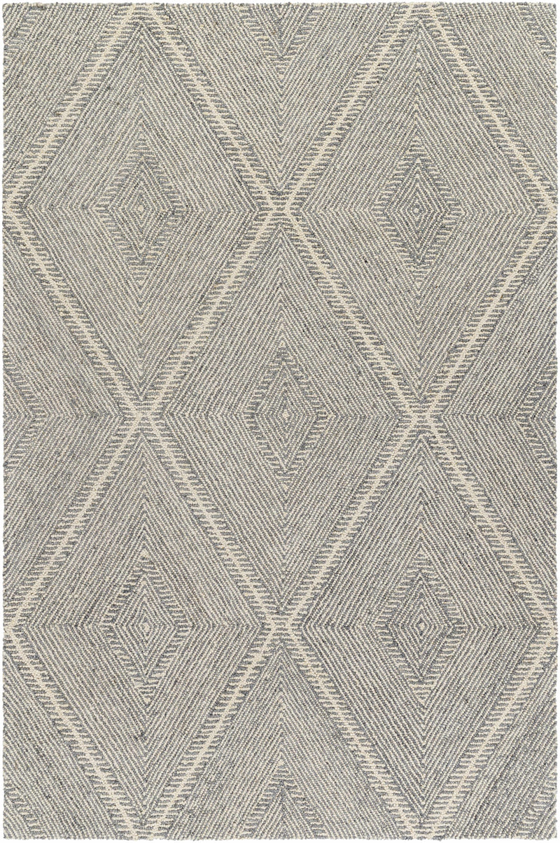 Gray Hand Tufted 100% Wool Global Rectangle Handmade rug, Indoor use only, no fringe, non-washable.
