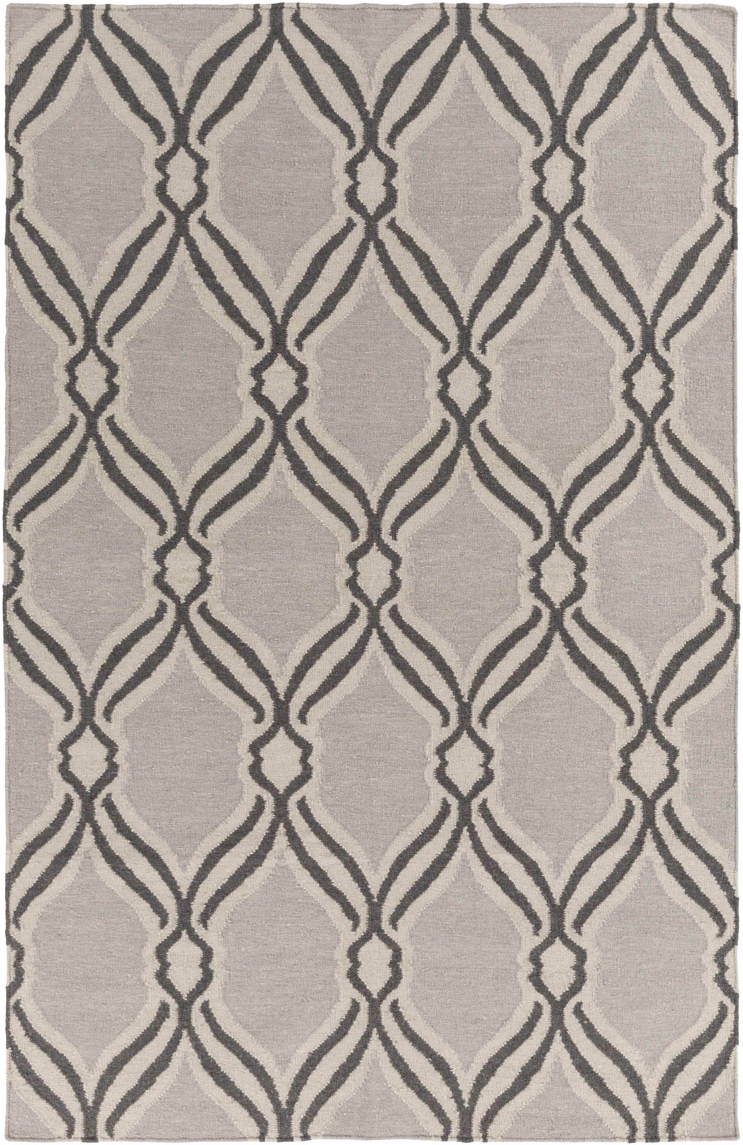 Charcoal Hand Woven 100% Wool Modern Rectangle Handmade rug, Indoor use only, no fringe, non-washable.