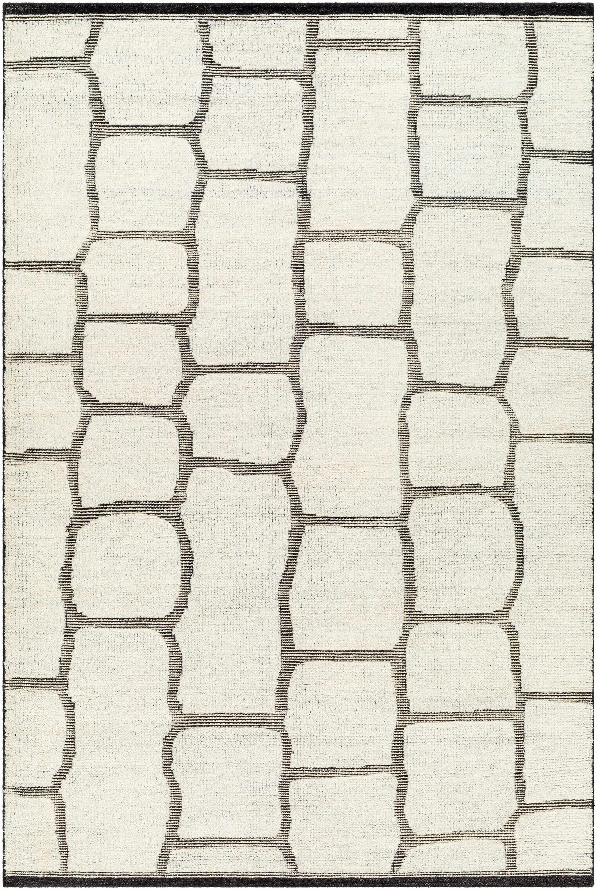 Black Hand Knotted 100% Wool Modern Rectangle Handmade rug, Indoor use only, no fringe, non-washable.