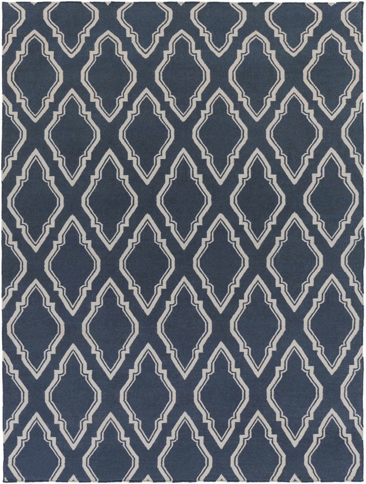 Dark Blue Hand Woven 100% Wool Modern Rectangle Handmade rug, Indoor use only, no fringe, non-washable.