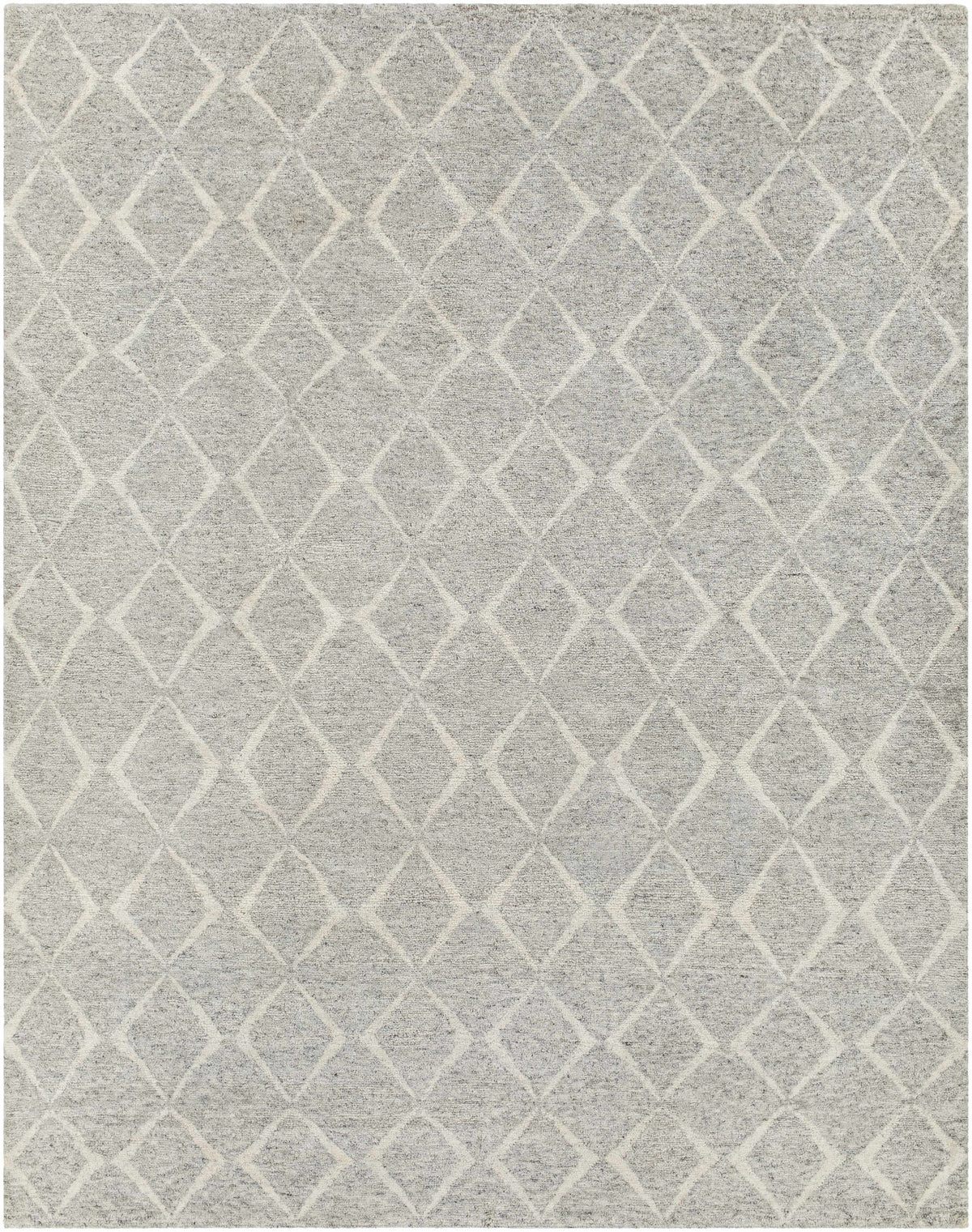 Gray Hand Knotted 70% Wool, 30% Viscose Global Rectangle Handmade rug, Indoor use only, no fringe, non-washable. runner also available