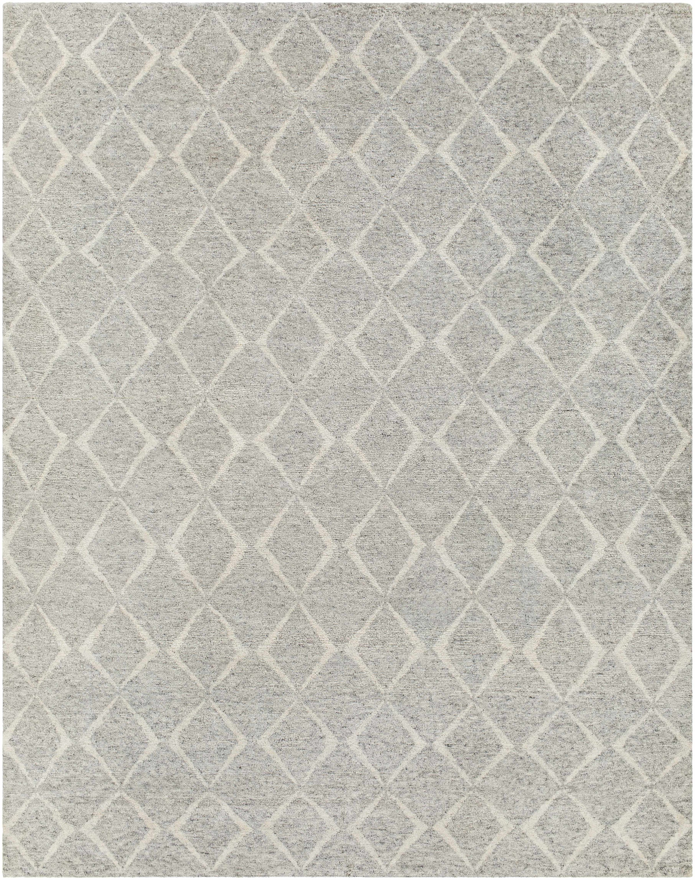 Gray Hand Knotted 70% Wool, 30% Viscose Global Rectangle Handmade rug, Indoor use only, no fringe, non-washable. runner also available