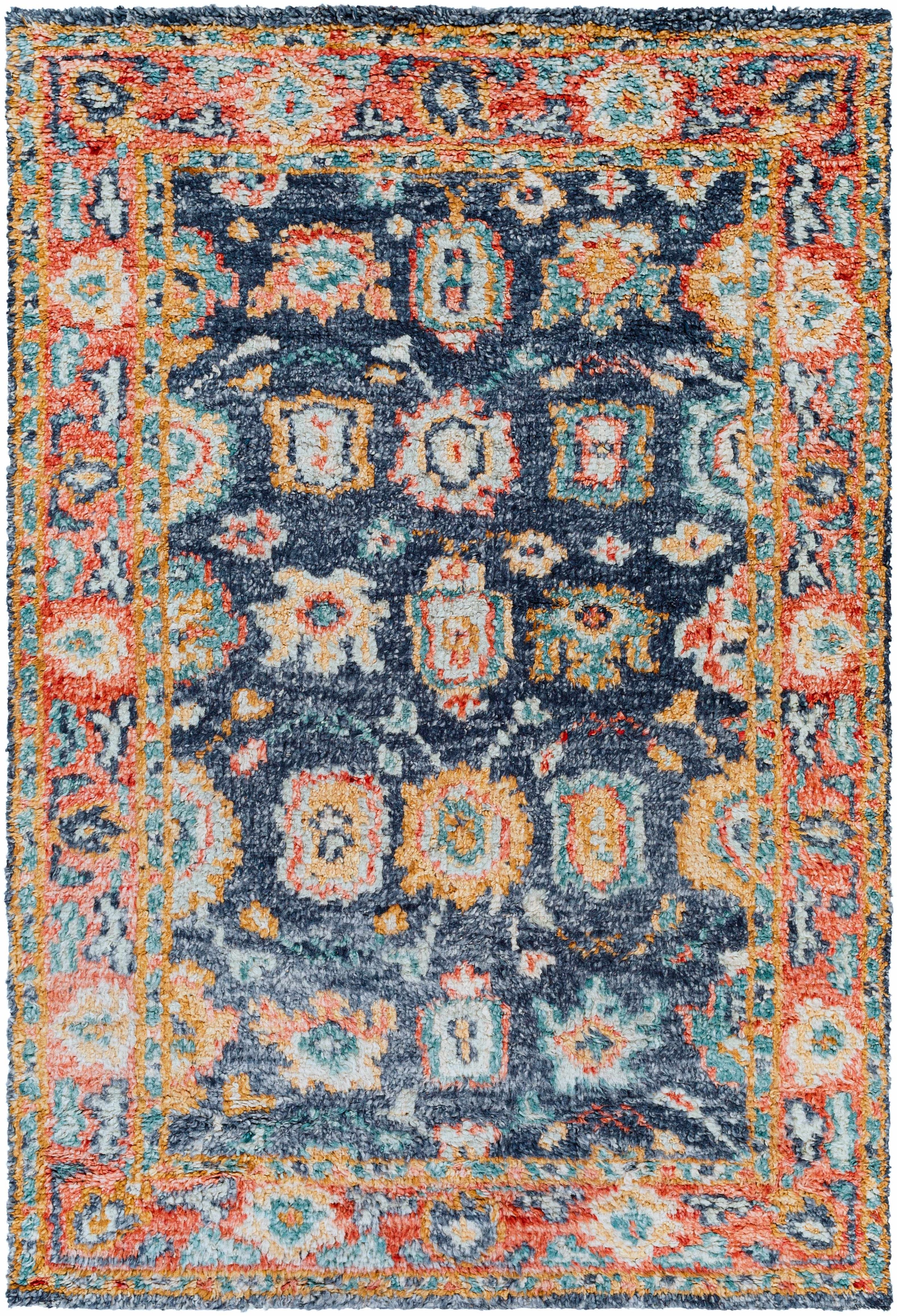 Burnt Orange Hand Knotted 100% Wool Traditional Rectangle Handmade rug, Indoor use only, no fringe, non-washable. runner also available