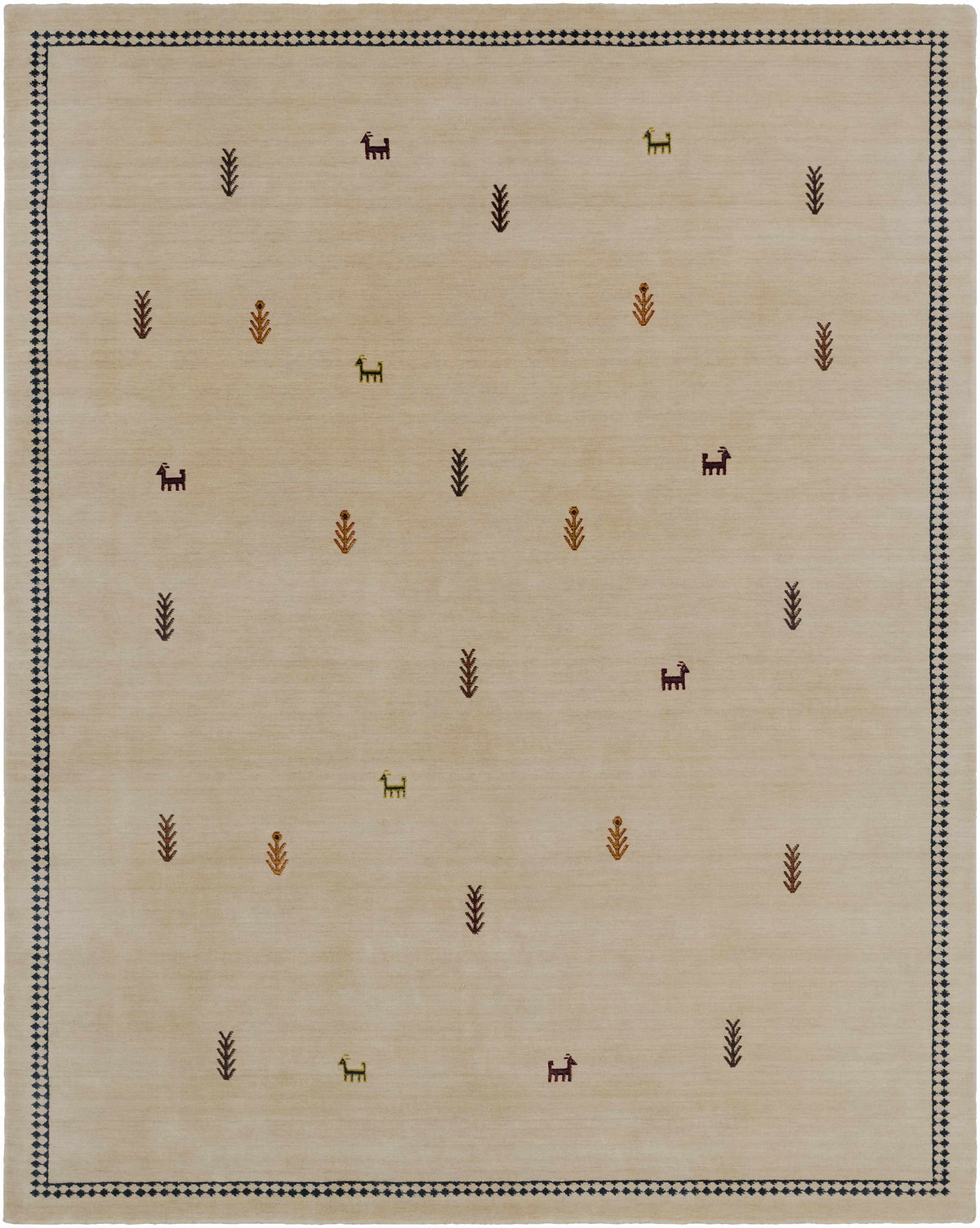 Wheat Hand Knotted 100% Wool Cottage Rectangle Handmade rug, Indoor use only, no fringe, non-washable.