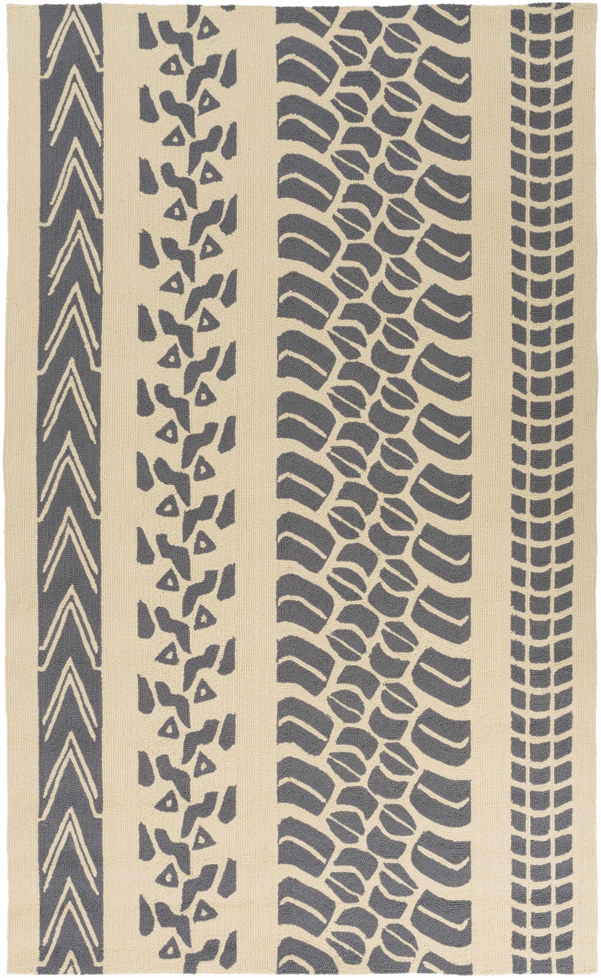 Charcoal Hand Hooked 100% Polypropylene Modern Rectangle Handmade rug, outdoor-safe, no fringe, non-washable. round also available