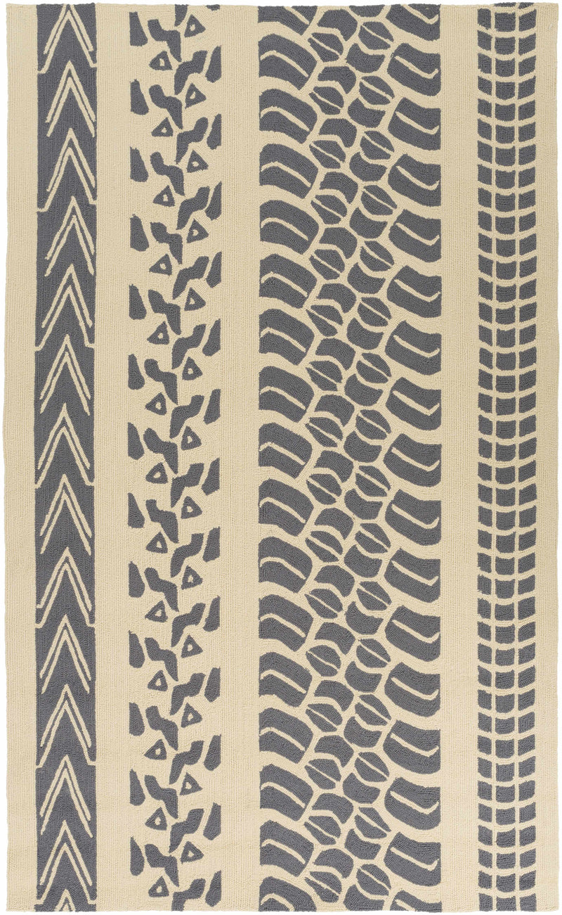 Charcoal Hand Hooked 100% Polypropylene Modern Rectangle Handmade rug, outdoor-safe, no fringe, non-washable. round also available
