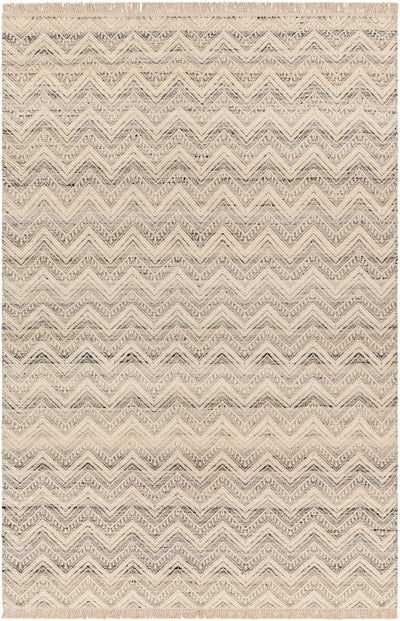 Cream Hand Woven 100% Wool Global Rectangle Handmade rug, Indoor use only, has fringe, non-washable.