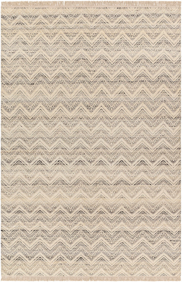 Cream Hand Woven 100% Wool Global Rectangle Handmade rug, Indoor use only, has fringe, non-washable.