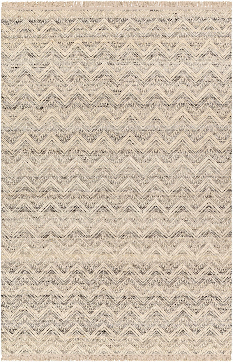 Cream Hand Woven 100% Wool Global Rectangle Handmade rug, Indoor use only, has fringe, non-washable.