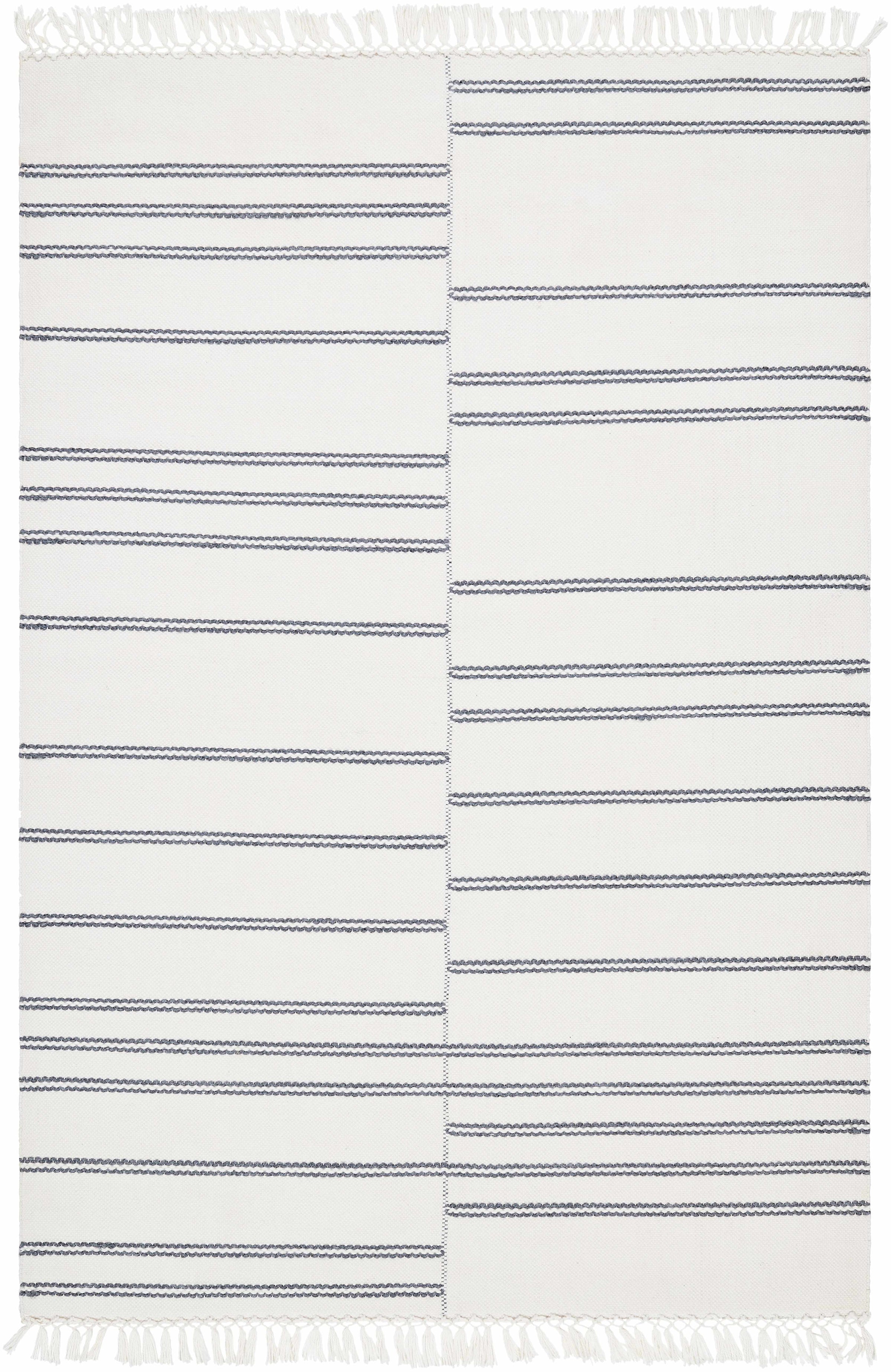 Charcoal Hand Woven 100% Recycled PET Yarn Cottage Rectangle Handmade rug, Indoor use only, has fringe, non-washable. runner also available