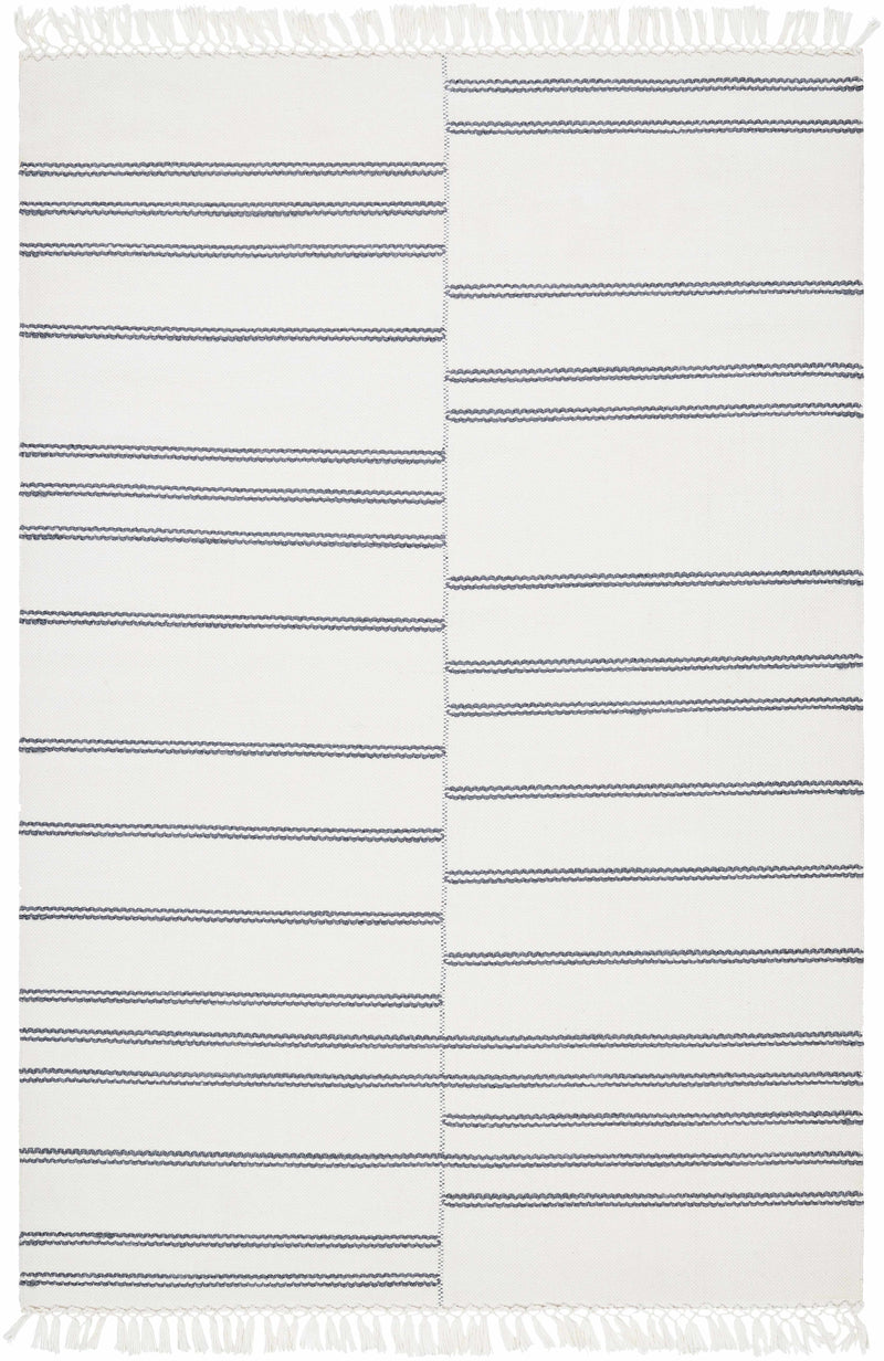 Charcoal Hand Woven 100% Recycled PET Yarn Cottage Rectangle Handmade rug, Indoor use only, has fringe, non-washable. runner also available