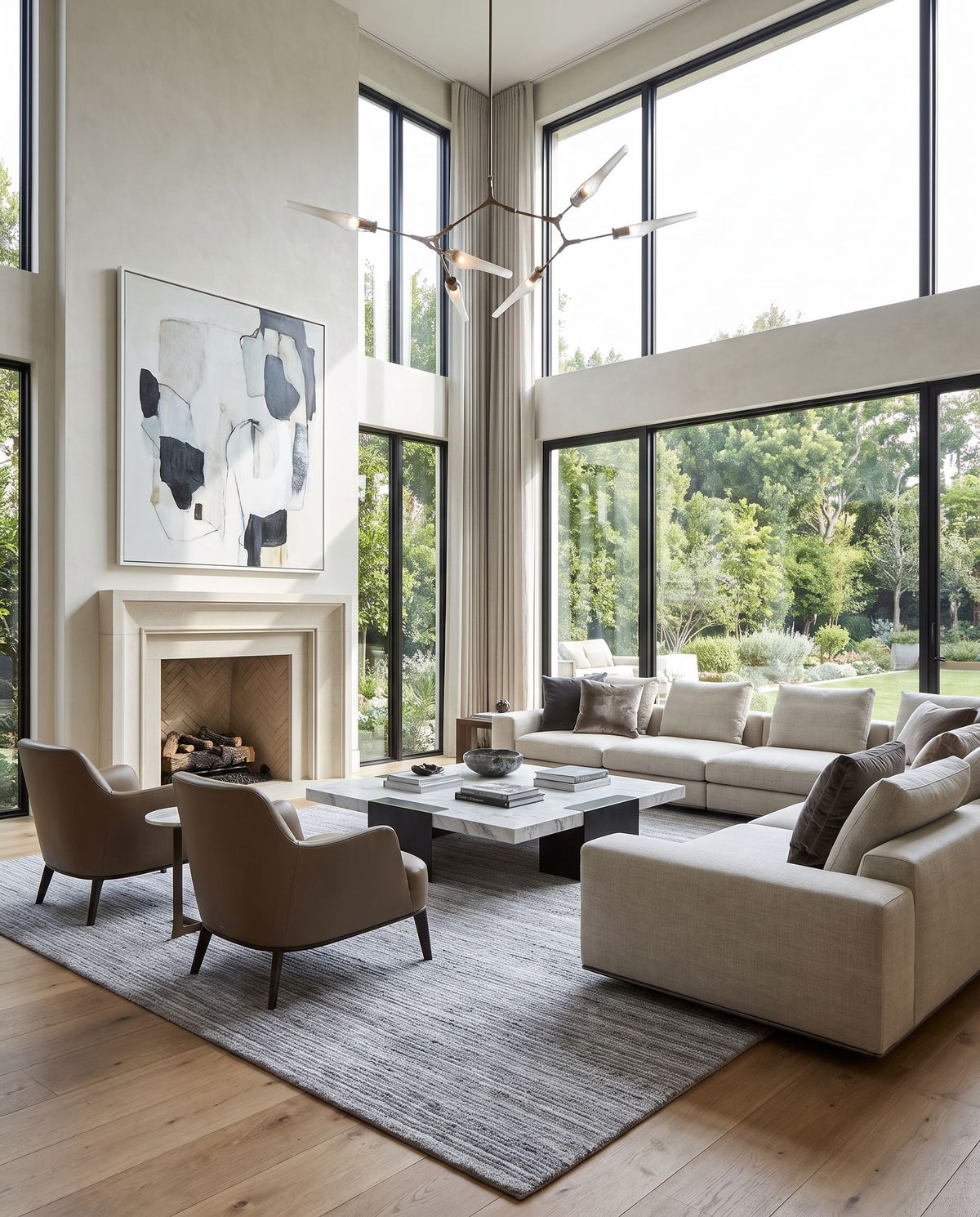 Aubree ARB-2300 Hand Tufted Rug as the centerpiece of a bright luxury living room — a hand tufted cottage area rug in charcoal, gray and black tones