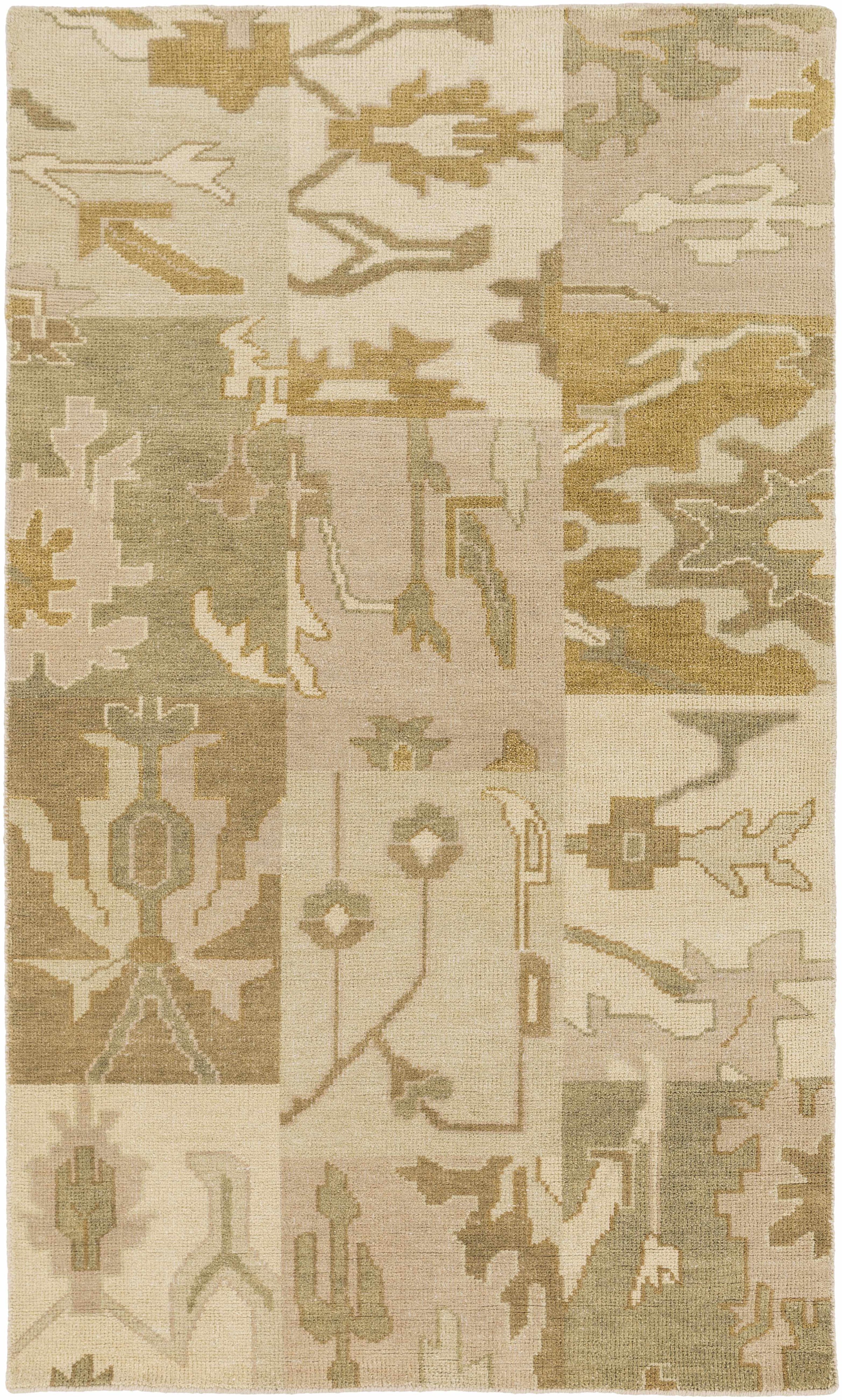 Beige Hand Knotted 100% Wool Modern Rectangle Handmade rug, Indoor use only, no fringe, non-washable. runner also available