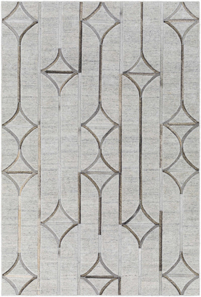 Light Gray Hand Crafted 80% Viscose, 20% Hair On Hide Modern Rectangle Handmade rug, Indoor use only, no fringe, non-washable.