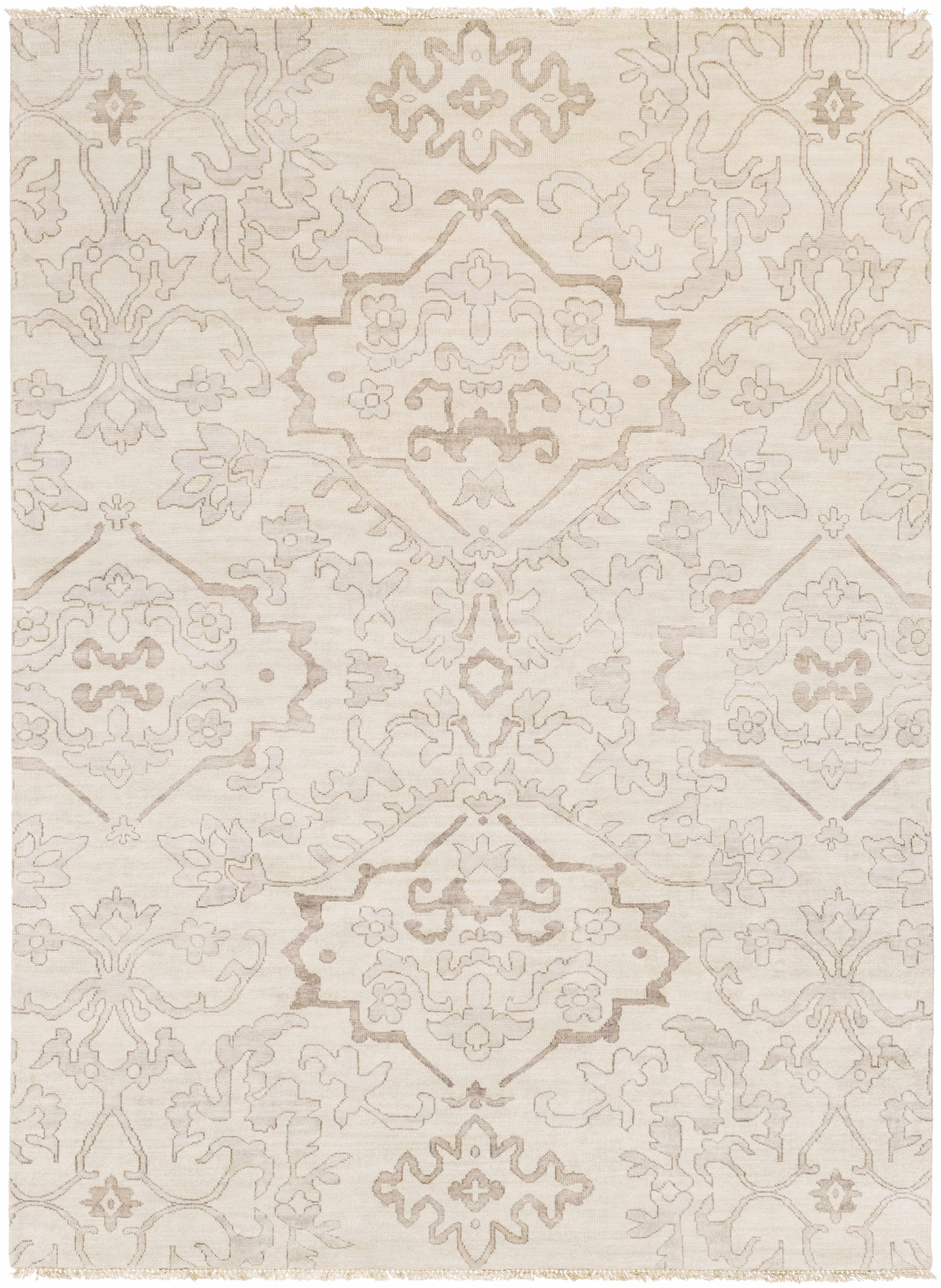 Light Gray Hand Knotted 100% NZ Wool Traditional Rectangle Handmade rug, Indoor use only, has fringe, non-washable. round also available