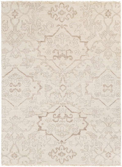 Light Gray Hand Knotted 100% NZ Wool Traditional Rectangle Handmade rug, Indoor use only, has fringe, non-washable. round also available