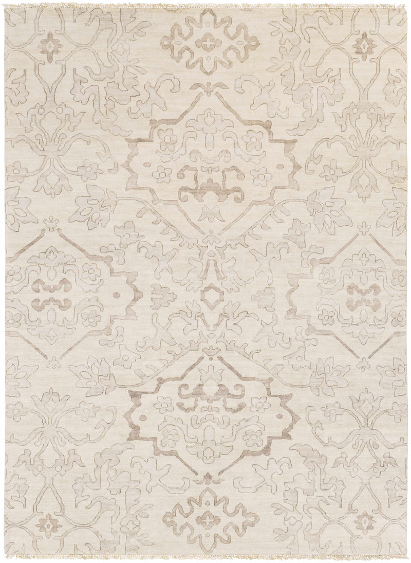 Light Gray Hand Knotted 100% NZ Wool Traditional Rectangle Handmade rug, Indoor use only, has fringe, non-washable. round also available