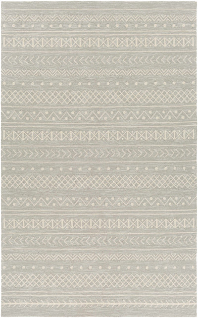 Light Gray Hand Hooked 100% Polypropylene Global Rectangle Handmade rug, outdoor-safe, no fringe, non-washable.