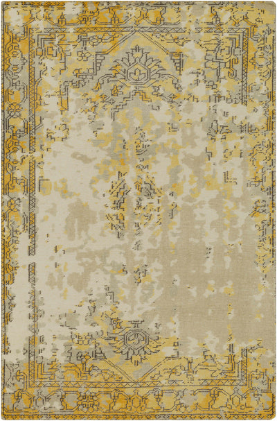 Yellow Hand Knotted 100% Wool Modern Rectangle Handmade rug, Indoor use only, no fringe, non-washable.