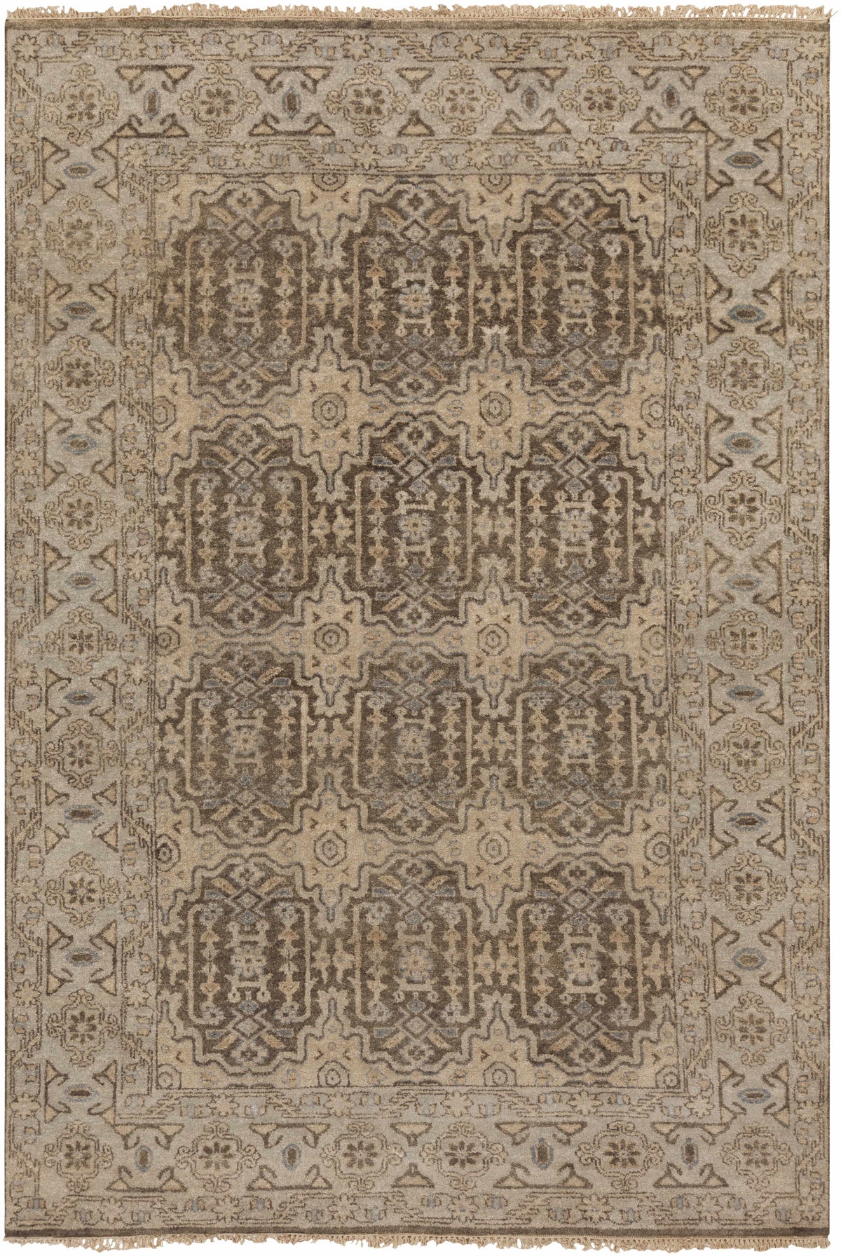 Charcoal Hand Knotted 100% NZ Wool Traditional Rectangle Handmade rug, Indoor use only, no fringe, non-washable.