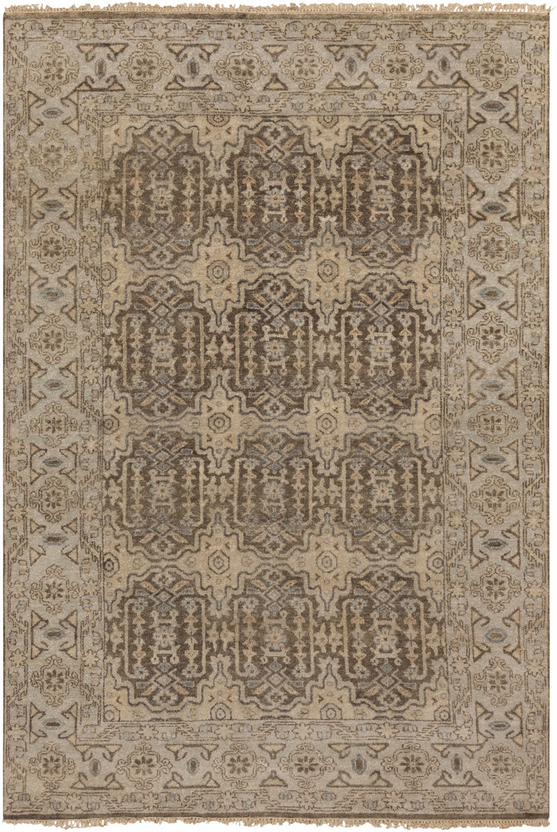 Charcoal Hand Knotted 100% NZ Wool Traditional Rectangle Handmade rug, Indoor use only, no fringe, non-washable.
