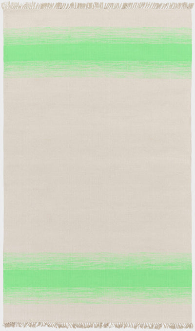 Green Hand Woven 34% Acrylic, 33% Cotton, 33% Polyester Cottage Rectangle Handmade rug, Indoor use only, no fringe, non-washable.