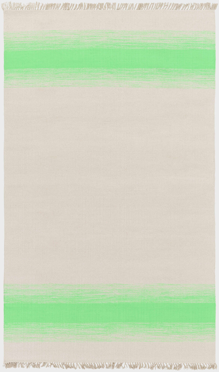 Green Hand Woven 34% Acrylic, 33% Cotton, 33% Polyester Cottage Rectangle Handmade rug, Indoor use only, no fringe, non-washable.