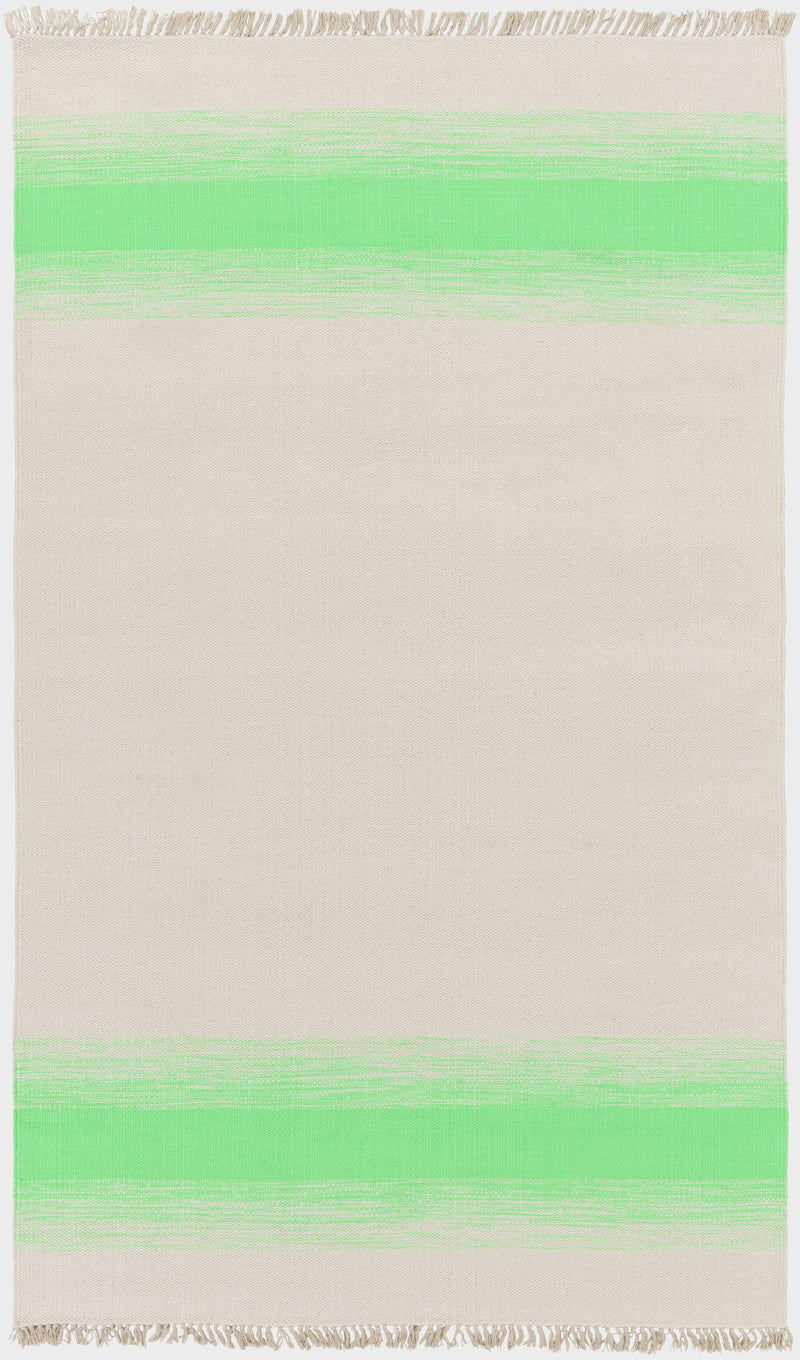 Green Hand Woven 34% Acrylic, 33% Cotton, 33% Polyester Cottage Rectangle Handmade rug, Indoor use only, no fringe, non-washable.