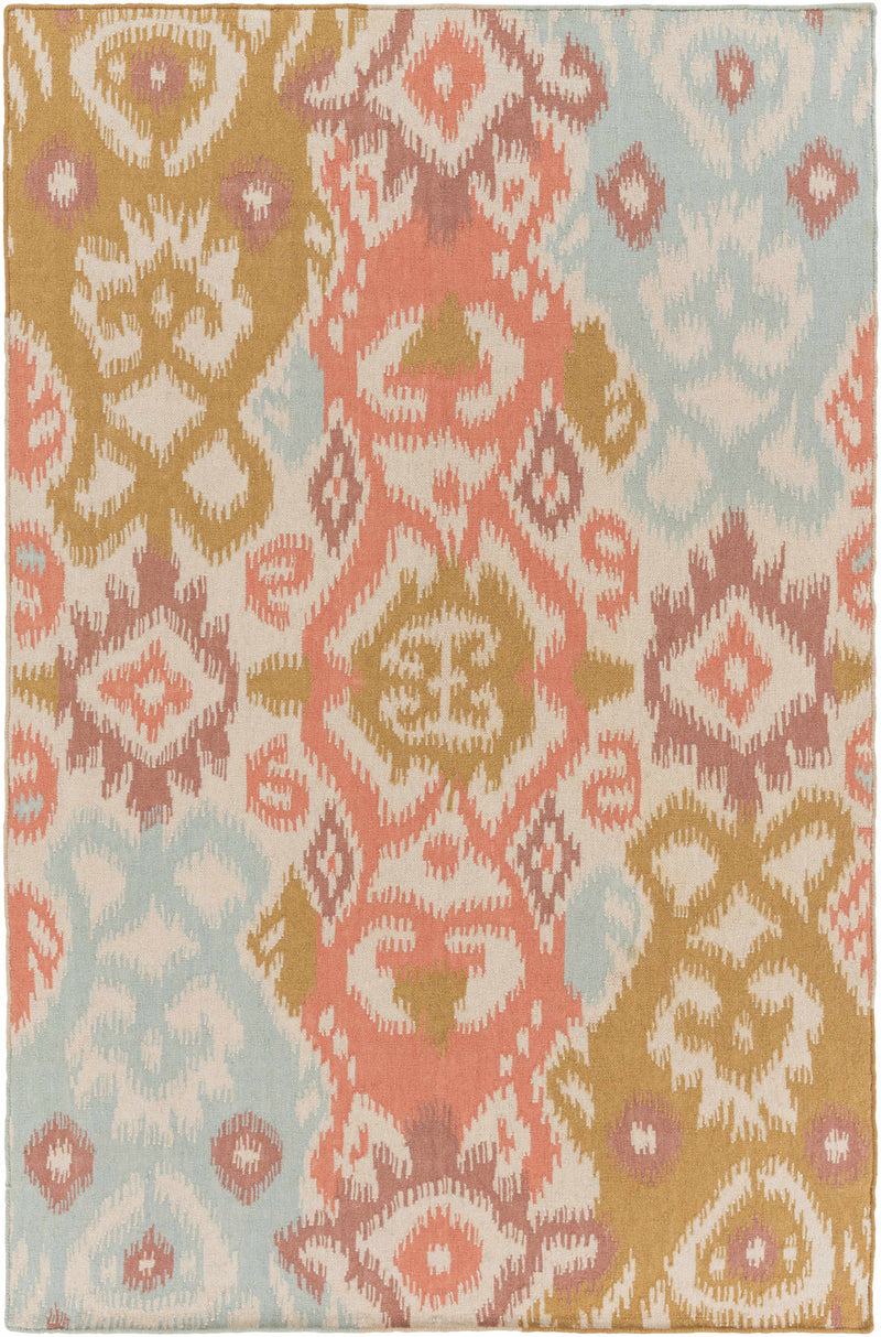 Dusty Coral Hand Woven 100% Wool Modern Rectangle Handmade rug, Indoor use only, no fringe, non-washable. runner also available