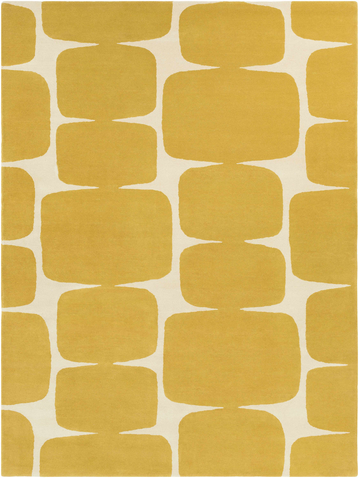 Mustard Hand Tufted 100% Wool Modern Rectangle Handmade rug, Indoor use only, no fringe, non-washable.