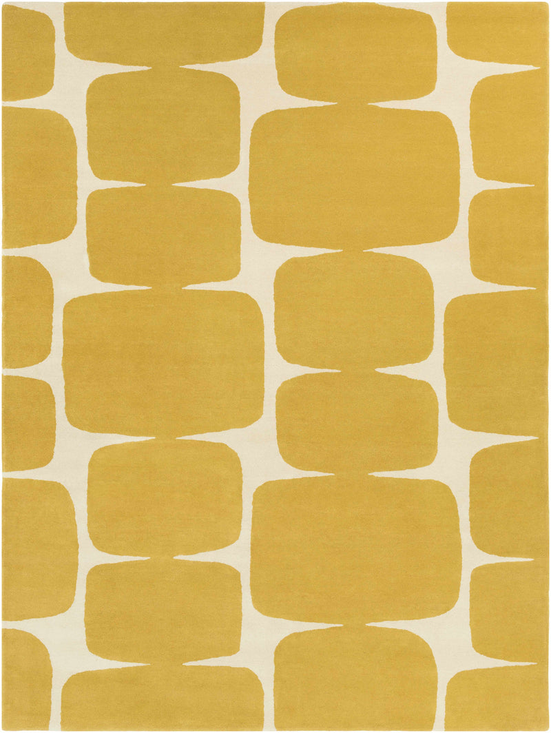 Mustard Hand Tufted 100% Wool Modern Rectangle Handmade rug, Indoor use only, no fringe, non-washable.