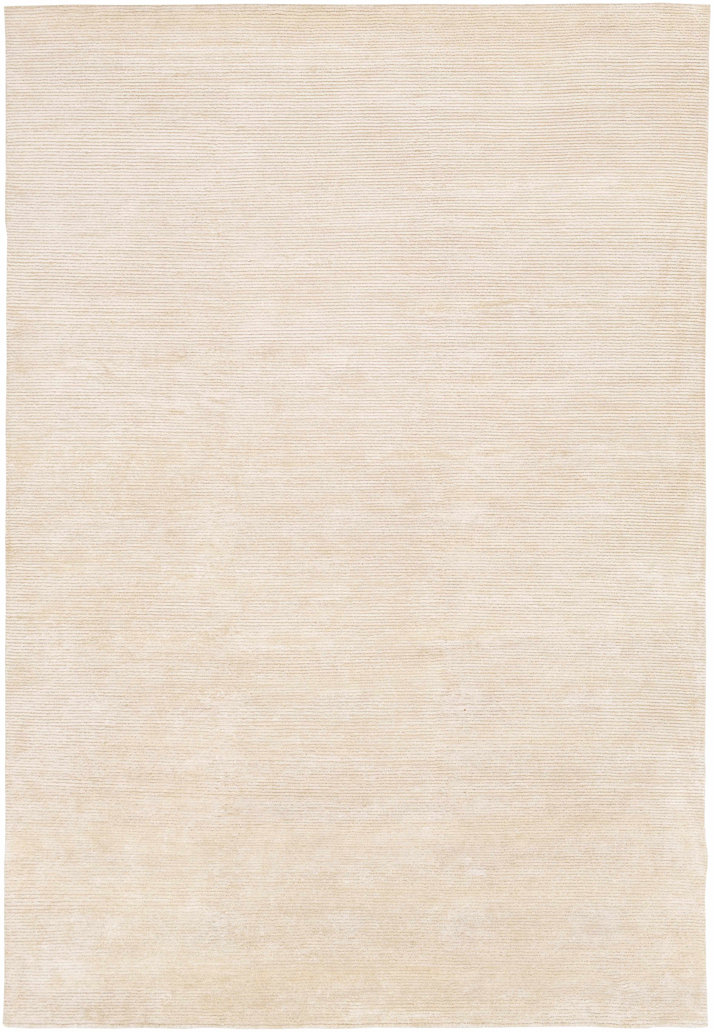Beige Hand Knotted 60% Viscose, 40% NZ Wool Cottage Rectangle Handmade rug, Indoor use only, no fringe, non-washable.