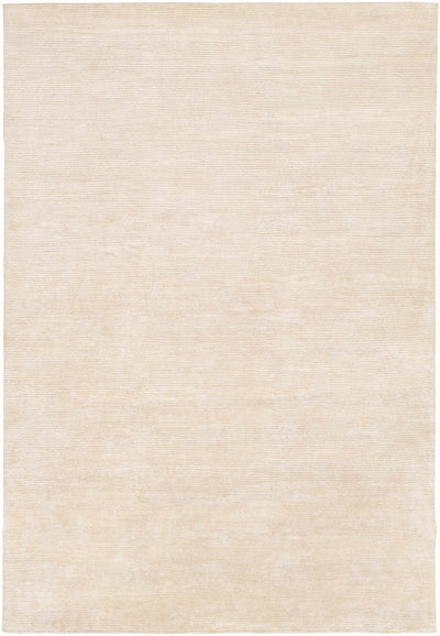 Beige Hand Knotted 60% Viscose, 40% NZ Wool Cottage Rectangle Handmade rug, Indoor use only, no fringe, non-washable.