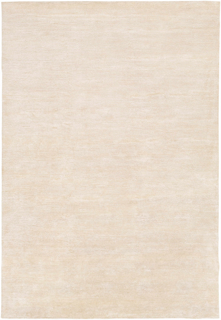 Beige Hand Knotted 60% Viscose, 40% NZ Wool Cottage Rectangle Handmade rug, Indoor use only, no fringe, non-washable.