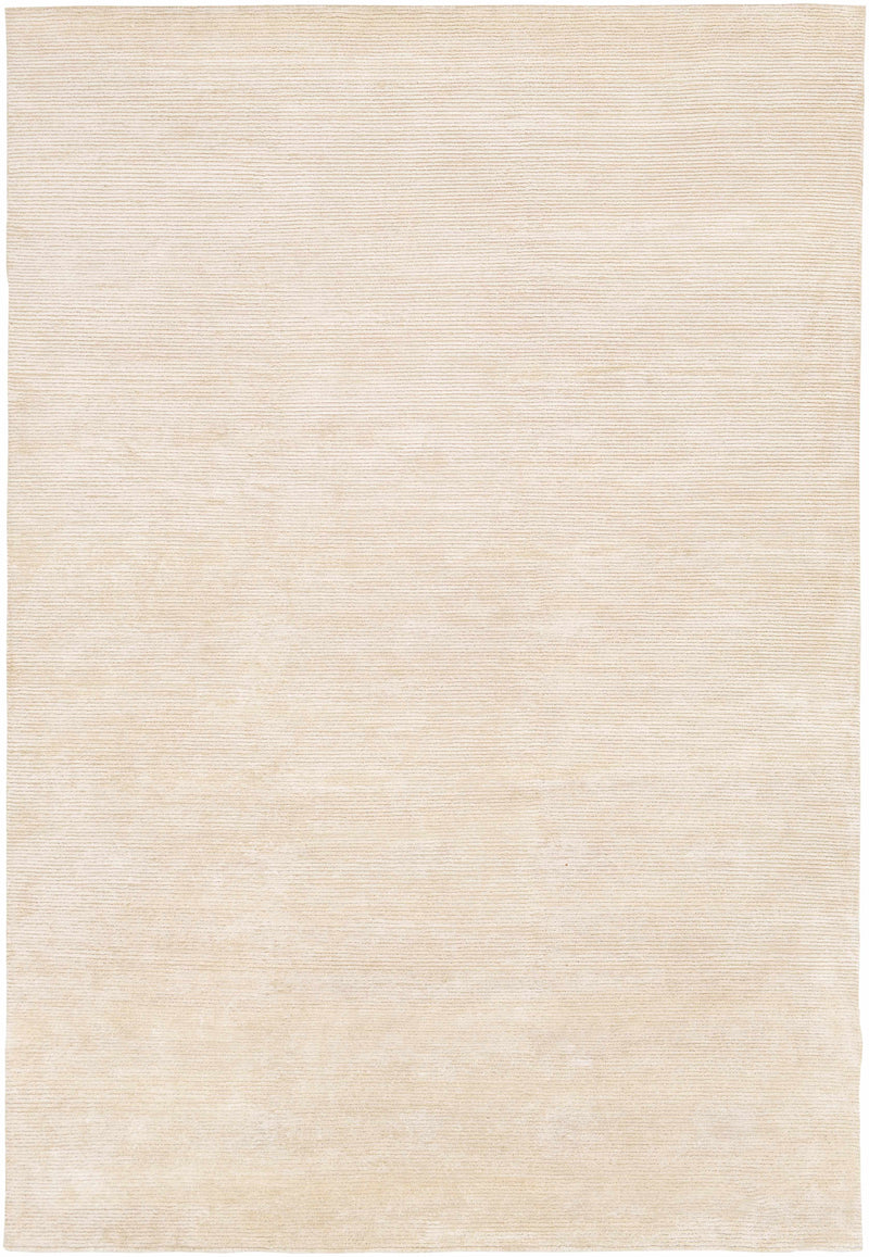 Beige Hand Knotted 60% Viscose, 40% NZ Wool Cottage Rectangle Handmade rug, Indoor use only, no fringe, non-washable.