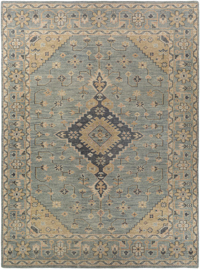 Dusty Sage Hand Knotted 100% Wool Traditional Rectangle Handmade rug, Indoor use only, no fringe, non-washable.