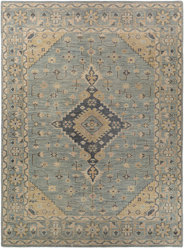 Dusty Sage Hand Knotted 100% Wool Traditional Rectangle Handmade rug, Indoor use only, no fringe, non-washable.