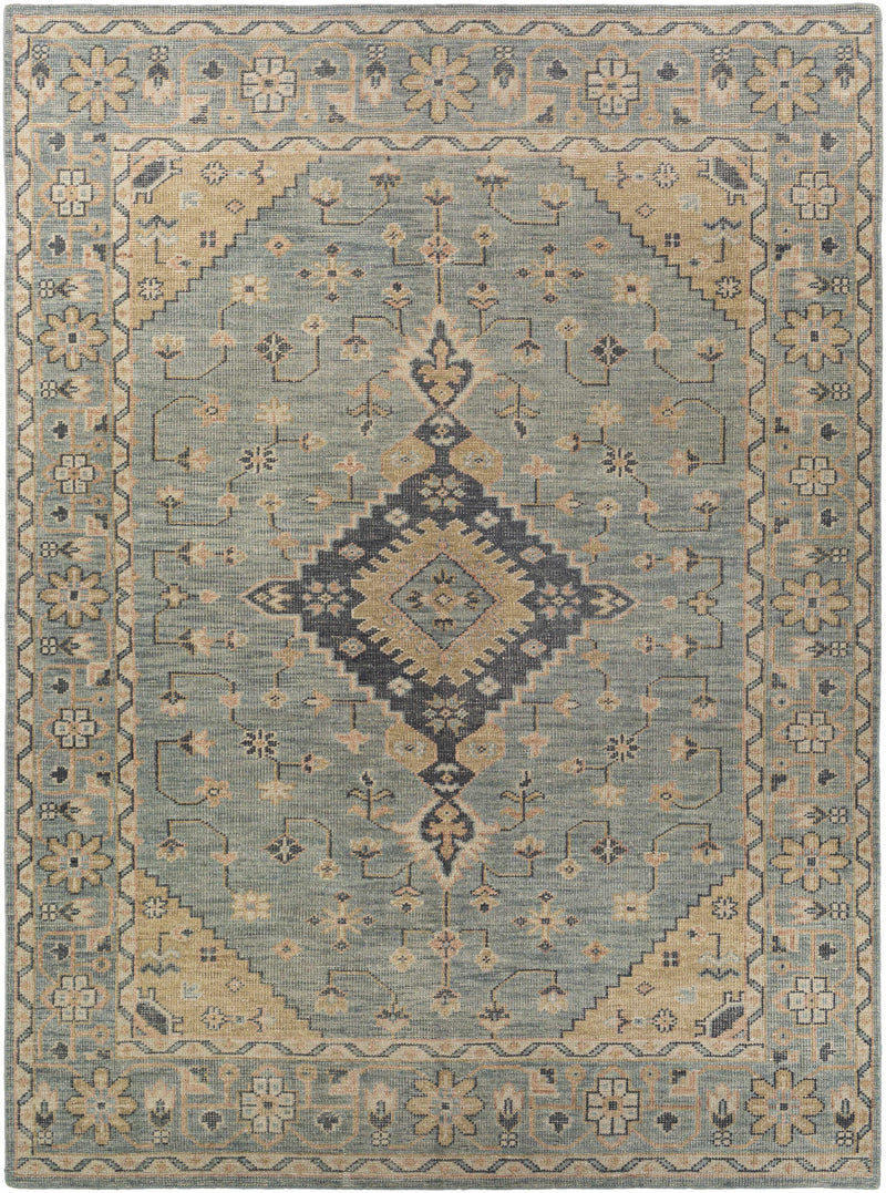 Dusty Sage Hand Knotted 100% Wool Traditional Rectangle Handmade rug, Indoor use only, no fringe, non-washable.