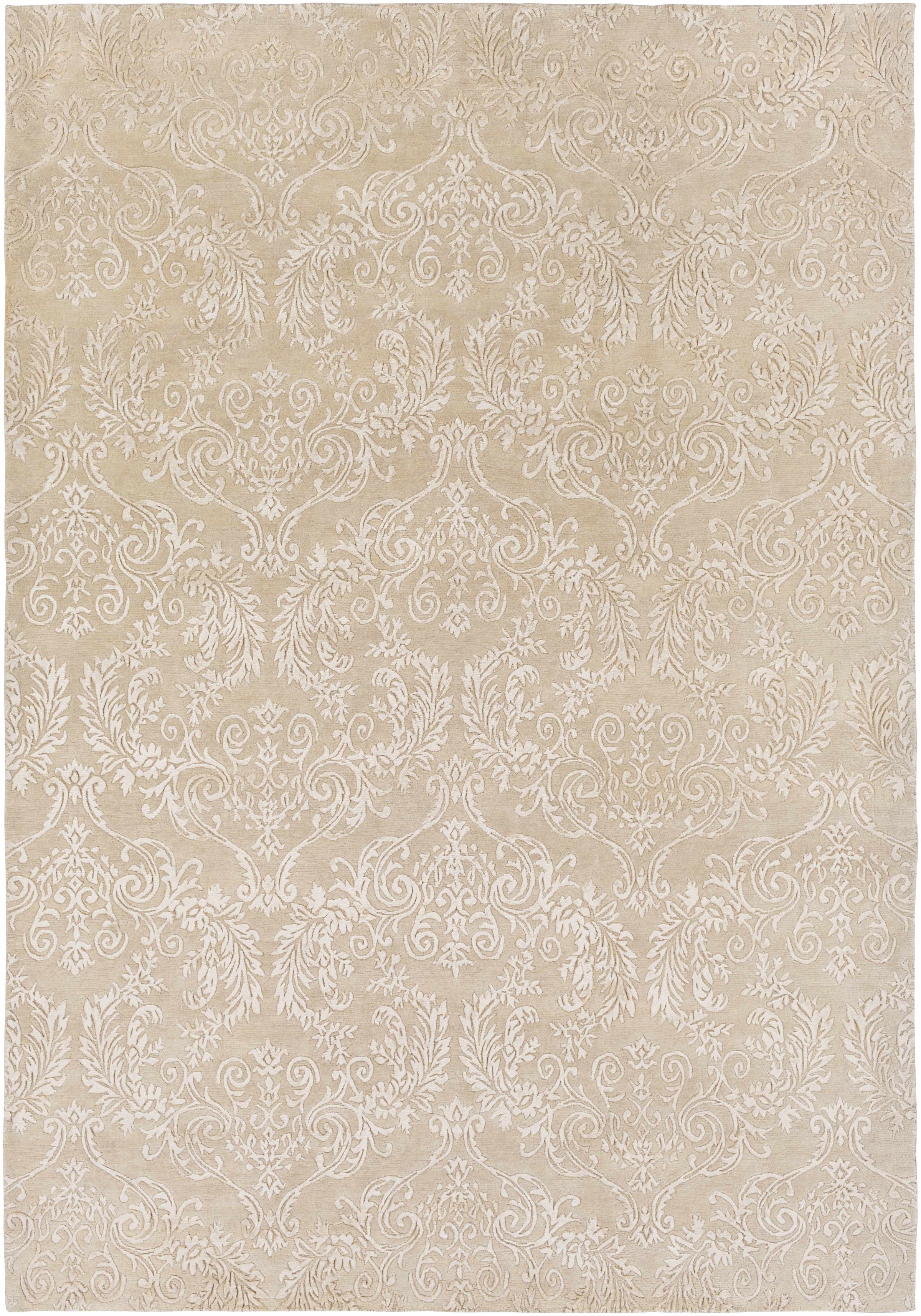 Taupe Hand Knotted 60% Wool, 40% Viscose Cottage Rectangle Handmade rug, Indoor use only, no fringe, non-washable.