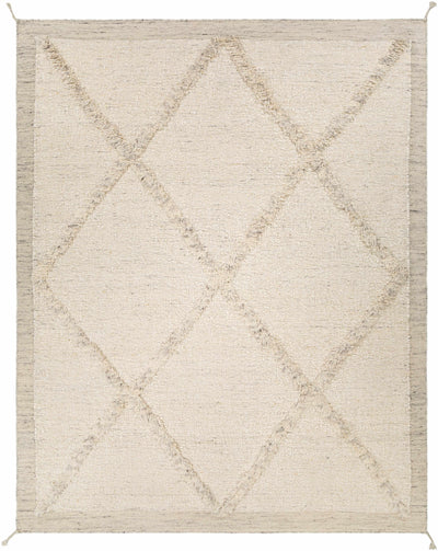 Cream Hand Knotted 100% Wool Global Rectangle Handmade rug, Indoor use only, no fringe, non-washable. runner also available