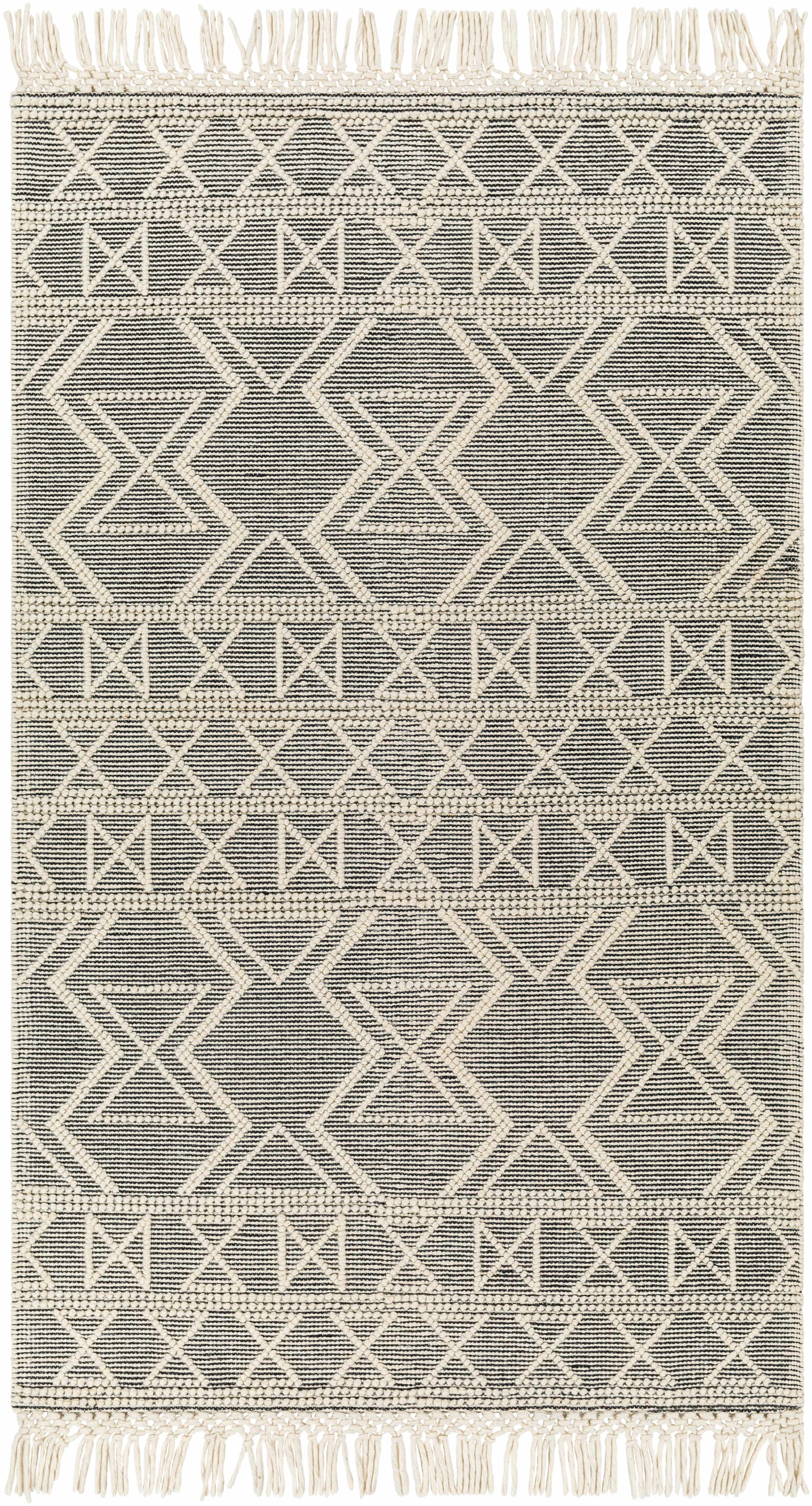 Ivory Hand Woven 60% Wool, 40% Polyester Cottage Rectangle Handmade rug, Indoor use only, has fringe, non-washable. round, runner also available