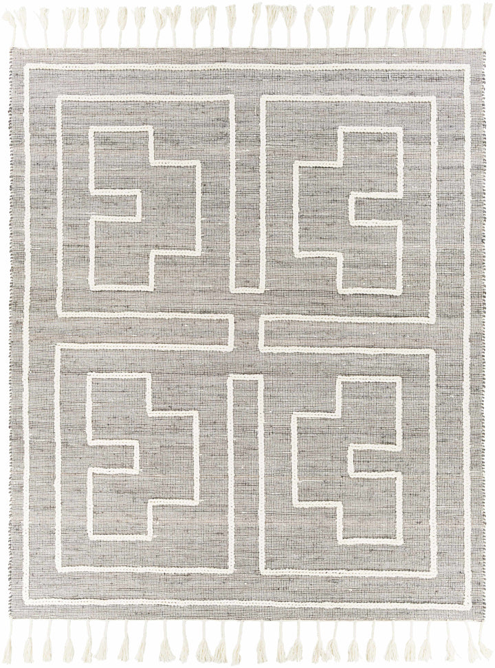 Charcoal Hand Woven 60% Jute, 40% Wool Global Rectangle Handmade rug, Indoor use only, has fringe, non-washable. runner also available