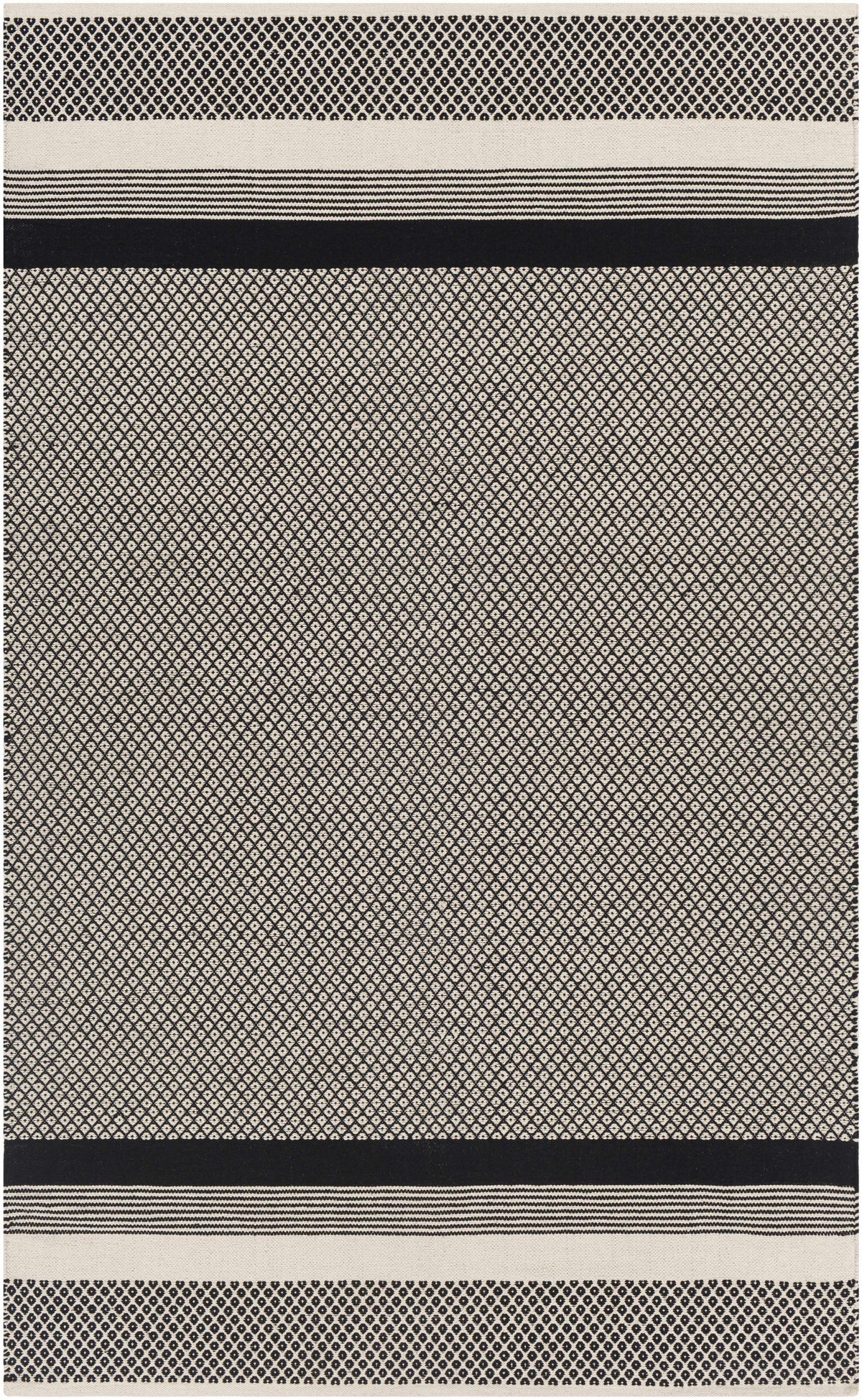 Black Hand Woven 100% Cotton Rustic Rectangle Handmade rug, Indoor use only, no fringe, non-washable. runner also available