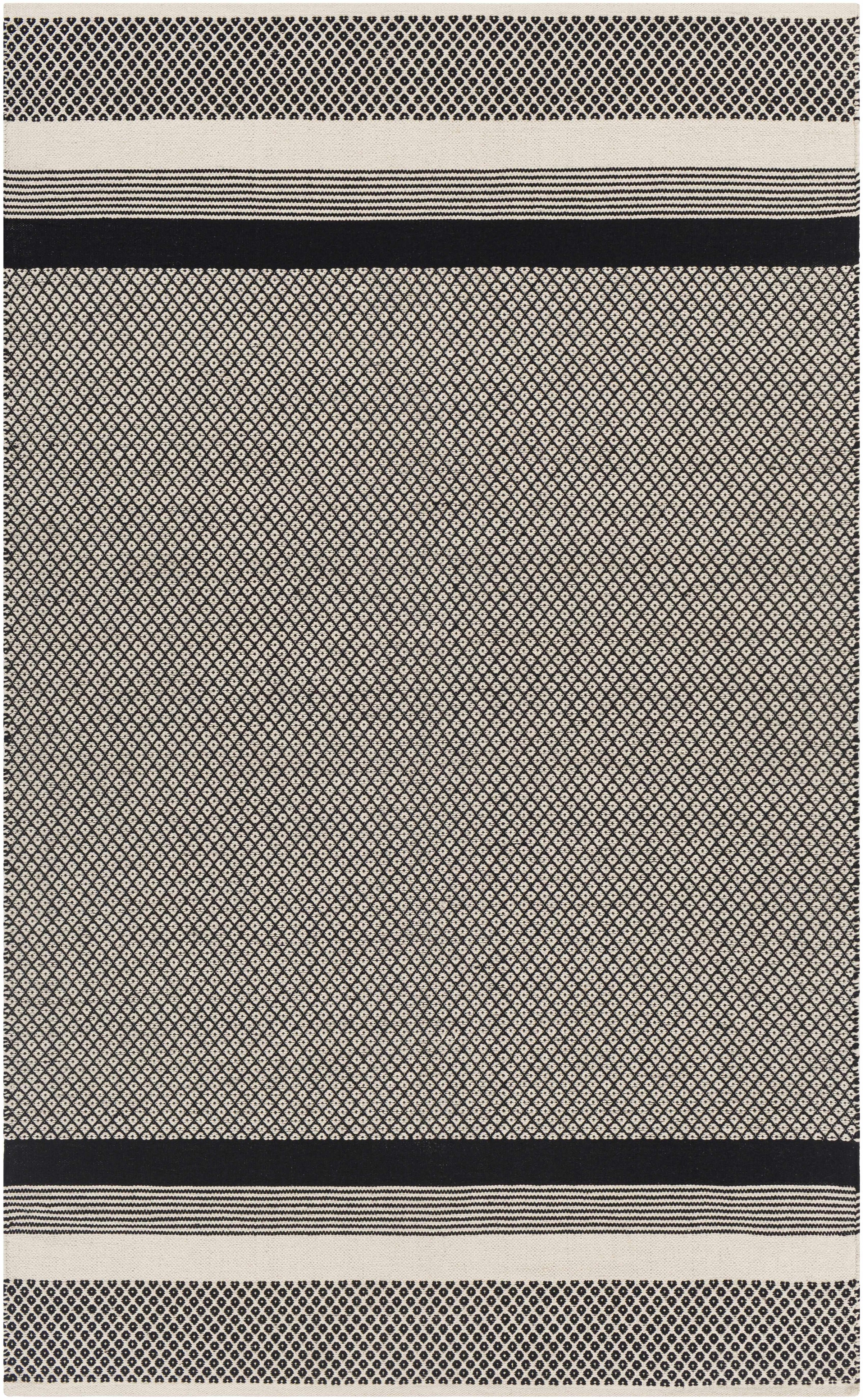 Black Hand Woven 100% Cotton Rustic Rectangle Handmade rug, Indoor use only, no fringe, non-washable. runner also available