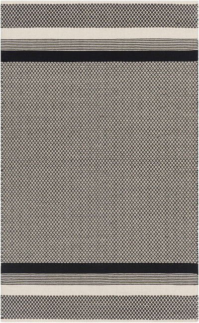 Black Hand Woven 100% Cotton Rustic Rectangle Handmade rug, Indoor use only, no fringe, non-washable. runner also available