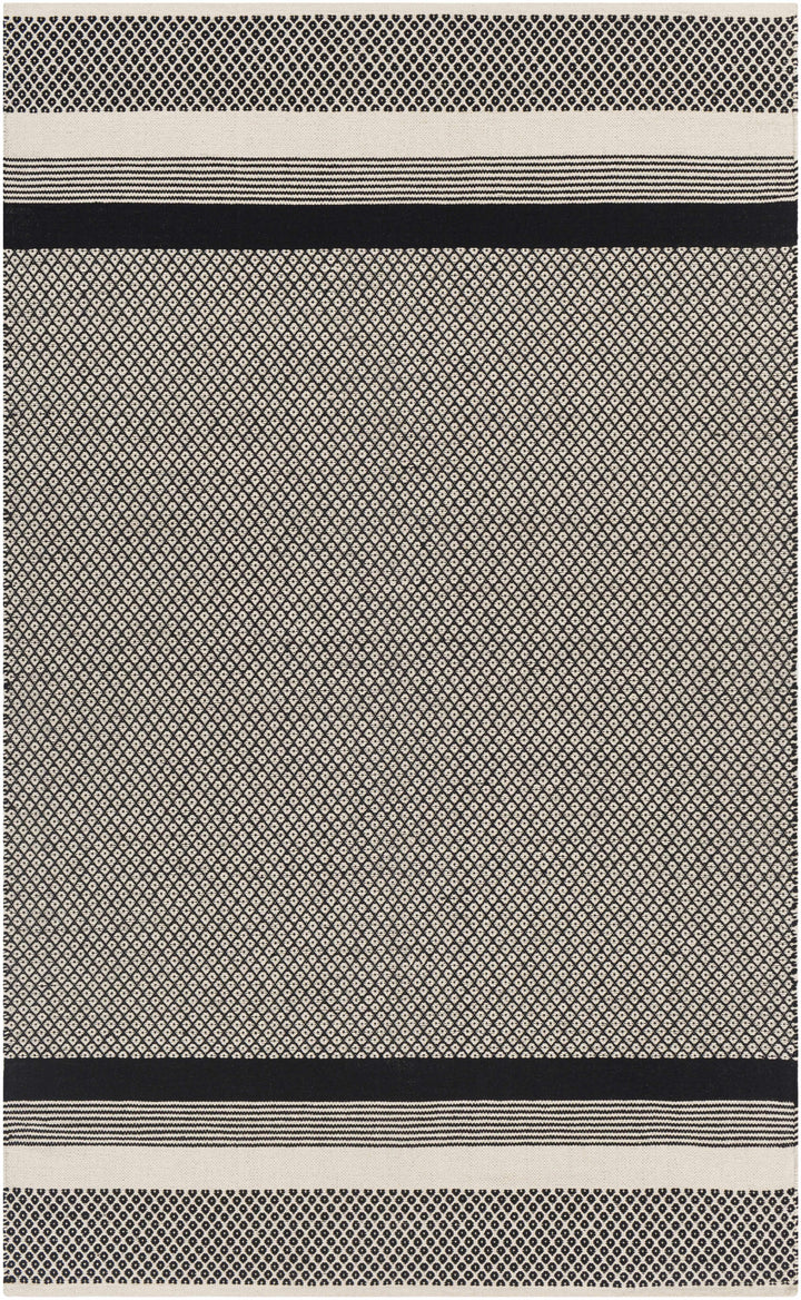 Black Hand Woven 100% Cotton Rustic Rectangle Handmade rug, Indoor use only, no fringe, non-washable. runner also available